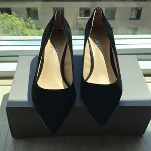 Franco Sarto Callan Black Suede Block Heel Pump